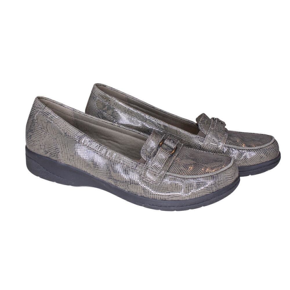 Clarks Collection Gray Snake Print Loafers Cheyn Marie Slip On Comfort